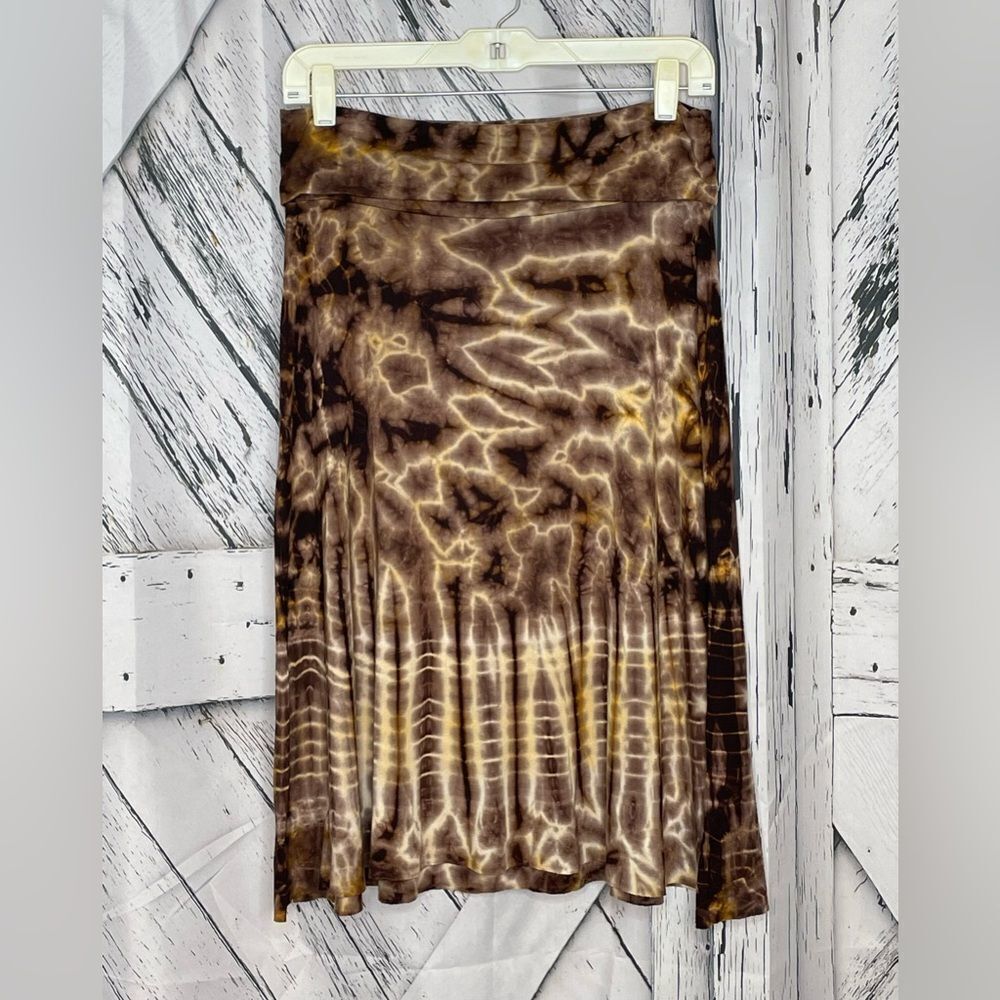 Three Dots Tie Dye Skirt Brown M